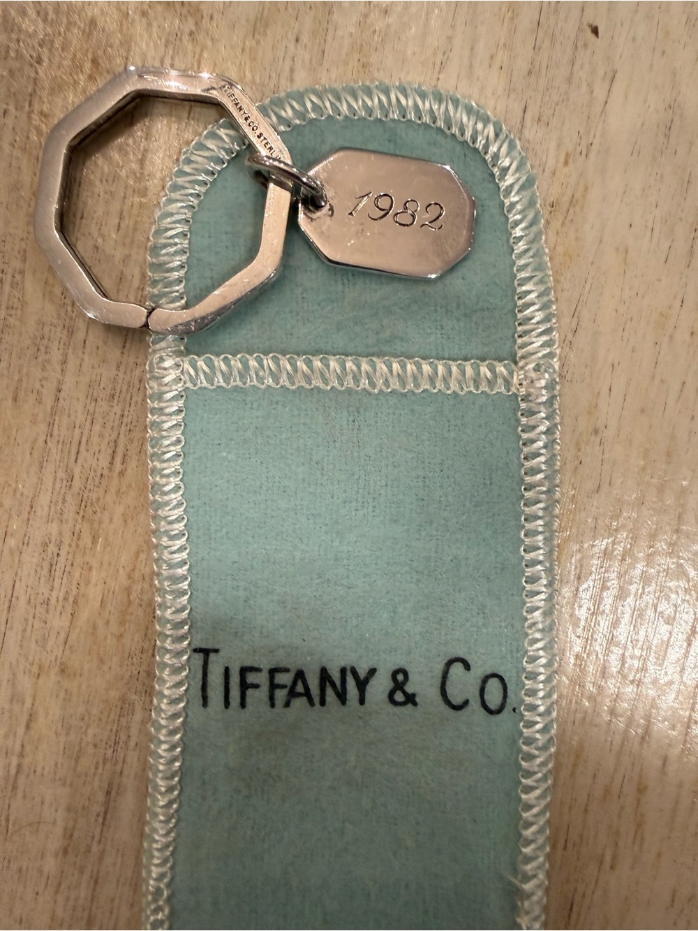 Tiffany & Co. Octagon Key Ring with 1982 and A&S tag
